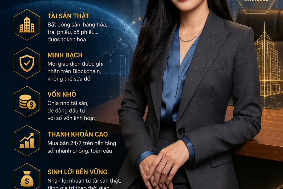RWA Bất Động Sản Token Hóa là gì? RWA (Real World Assets) là mô hình đưa tài sản ngoài đời thực lên blockchain thông qua quá trình token hóa.