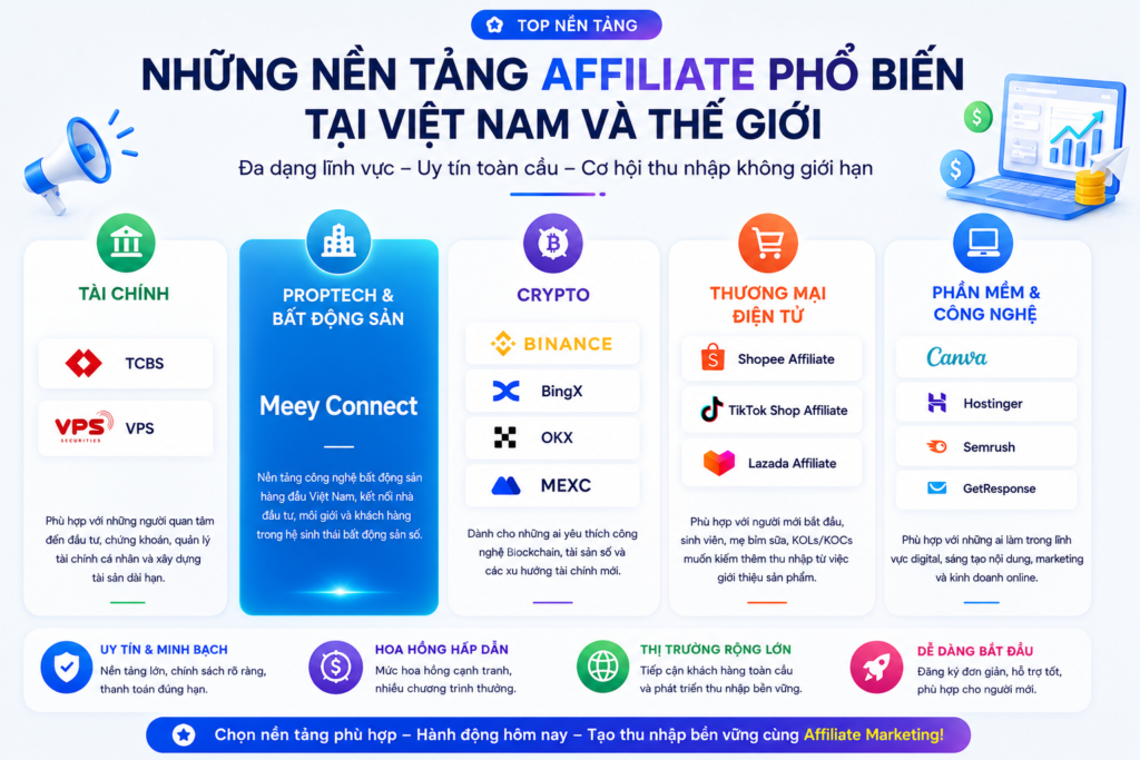 Những Nền Tảng Affiliate Phổ Biến Tại Việt Nam Và Thế Giới